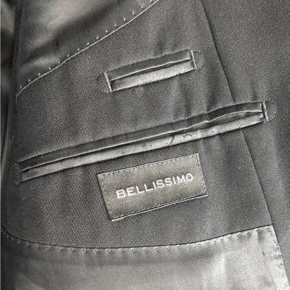 Bellissimo Black Pure New Wool Blazer Suit Jacket 46L - Picture 3 of 8